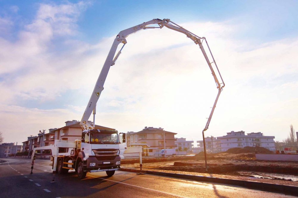 Concrete pump on site